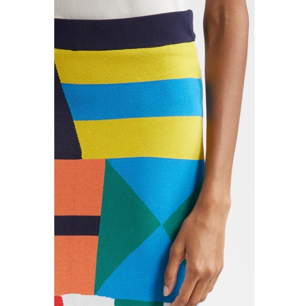 Staud Karina Knit Midi Skirt Sails Up Medium NEW Geometric Colorblock
